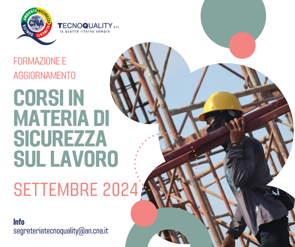  CNA Tecno Quality: i corsi di settembre sulla sicurezza