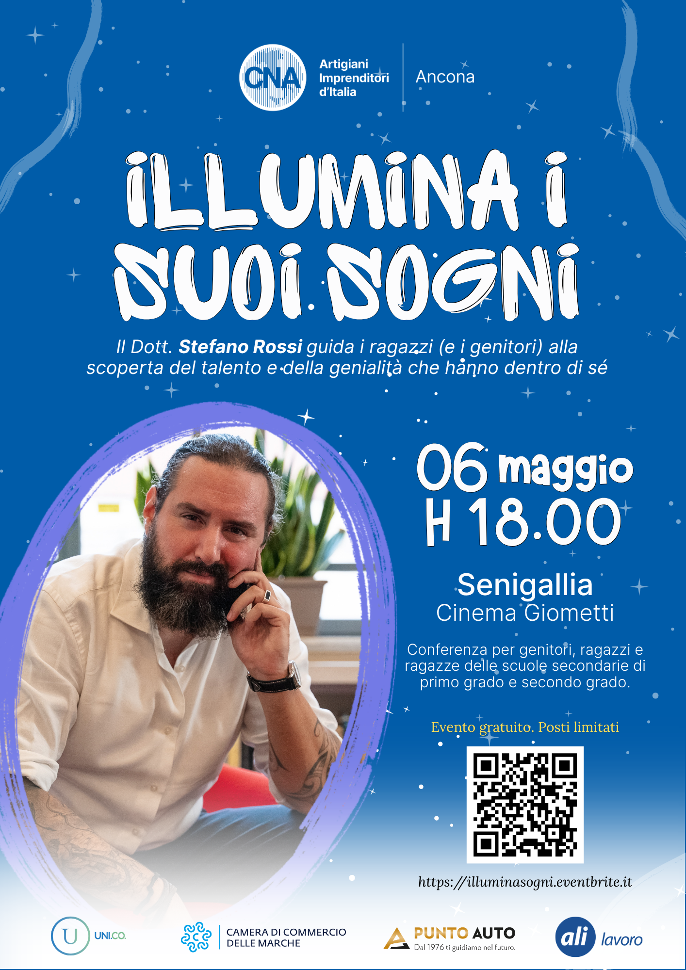  “Illumina i suoi sogni”: Stefano Rossi a Senigallia per parlare di talento e futuro con ragazzi e genitori